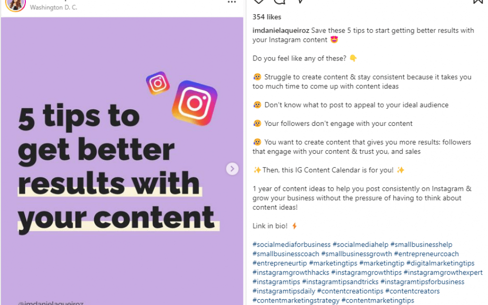 Instagram caption with all 4 elements